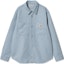 Order Carhartt WIP Unisex Oversized Button-Up Long Sleeve Shirt Blue. I033578-0W9-02