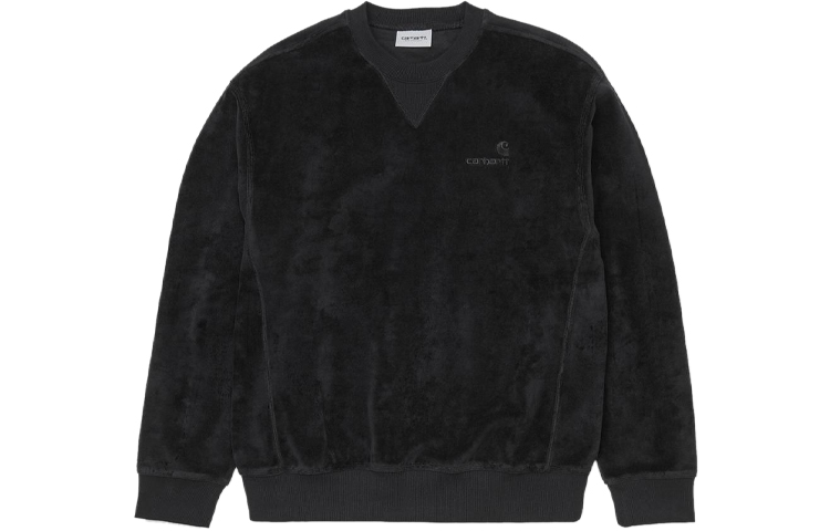 Carhartt WIP United Script Loose Fit Black Suede Crewneck Sweatshirt Men I028275-89-00