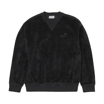 Carhartt WIP United Script Loose Fit Black Suede Crewneck Sweatshirt Men I028275-89-00