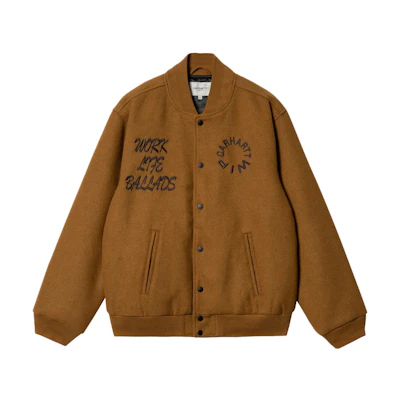 Carhartt WIP Varsity Bomber Jacket Yellow Long Sleeve Baseball Jacket. I032435-1NF-XX