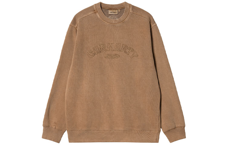 Carhartt WIP Verse Script Brown Crewneck Sweatshirt Embroidered Logo I030640-HZ-GD
