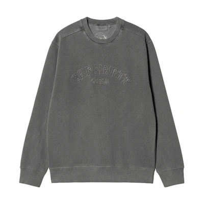 Carhartt WIP Verse Script Sweatshirt Gray - Crewneck Embroidered Logo Pullover I030640-0WG-GD