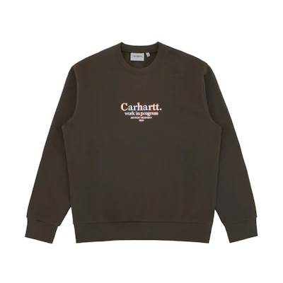 Carhartt WIP Vintage Logo Embroidered Fleece Sweatshirt Green Mens Winterwear CHXSWI028390F-GRD