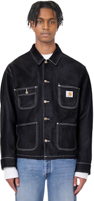 칼하트 WIP 워싱 데님 재킷 남성 긴팔 버튼업 - 다크 블랙 I031896-89-01 3