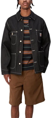 칼하트 WIP 워싱 데님 재킷 남성 긴팔 버튼업 - 다크 블랙 I031896-89-01 Shop 칼하트 WIP 워싱 데님 재킷 남성 긴팔 버튼업 - 다크 블랙 I031896-89-01