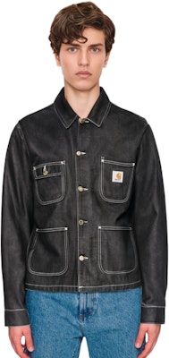 칼하트 WIP 워싱 데님 재킷 남성 긴팔 버튼업 - 다크 블랙 I031896-89-01 Details for 칼하트 WIP 워싱 데님 재킷 남성 긴팔 버튼업 - 다크 블랙 I031896-89-01