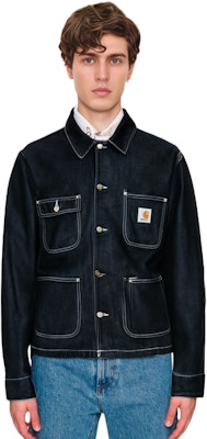 칼하트 WIP 워싱 데님 재킷 남성 긴팔 버튼업 - 다크 블랙 I031896-89-01 Sizing 칼하트 WIP 워싱 데님 재킷 남성 긴팔 버튼업 - 다크 블랙 I031896-89-01