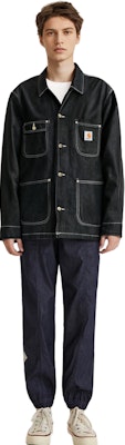 칼하트 WIP 워싱 데님 재킷 남성 긴팔 버튼업 - 다크 블랙 I031896-89-01 Cheap 칼하트 WIP 워싱 데님 재킷 남성 긴팔 버튼업 - 다크 블랙 I031896-89-01
