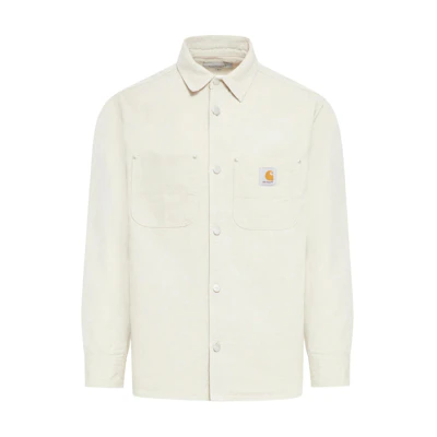 Carhartt WIP White Button-Up Collared Jacket with Logo I03357-805-02