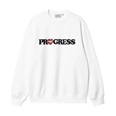 Carhartt WIP White Casual Letter Print Crewneck Sweatshirt Long Sleeve I032447-02-XX