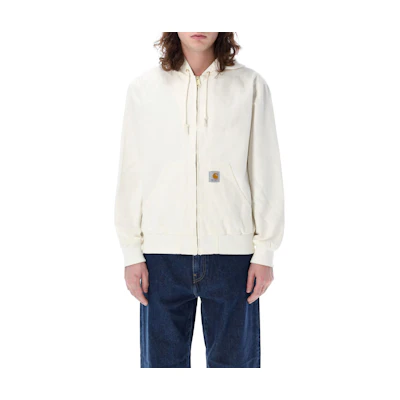 Carhartt WIP White Hooded Zip-Up Jacket with Logo I032939-CD6-02