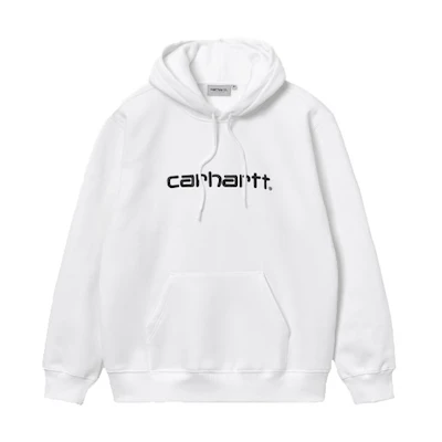 Carhartt WIP White Pullover Hoodie with Solid Logo Print I029419-02-90