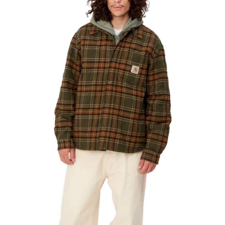 Shop Carhartt WIP 格紋綠色長袖襯衫外套 I032212-1P6-XX