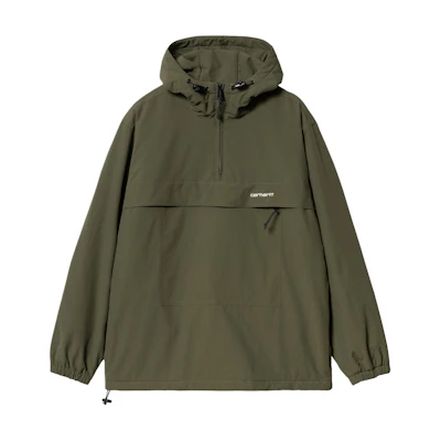 Carhartt WIP Windbreaker Pullover Half-Zip Jacket Green Unisex Adjustable Hood I030820-2DT-XX