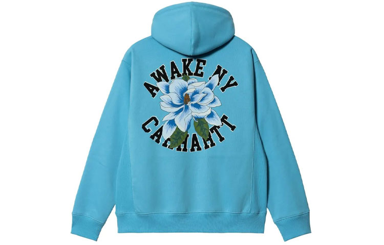 Carhartt WIP Awake NY SS23 Blue Hoodie with Logo Patch & Floral Back Print. I031350-1CD-XX 圖 3