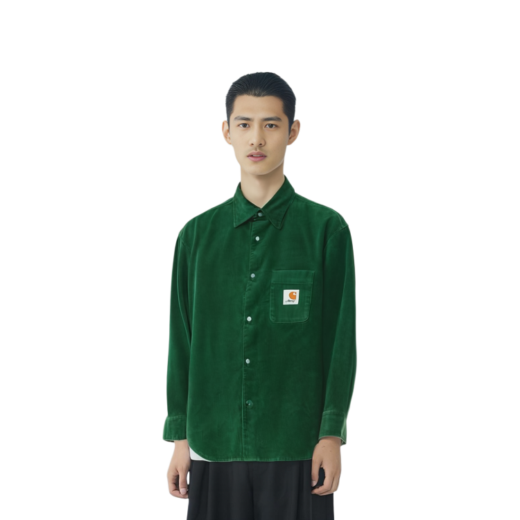 Shop Carhartt WIP x Awake NY SS23 Jaket Kemeja Lengan Panjang Hijau Unisex Berpoket. I031715-1CF-02