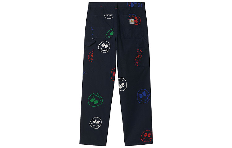 Carhartt WIP x CIVILIST BERLIN Single Knee Pant Smiley Print Work Pants Navy I030248-0VS-02
