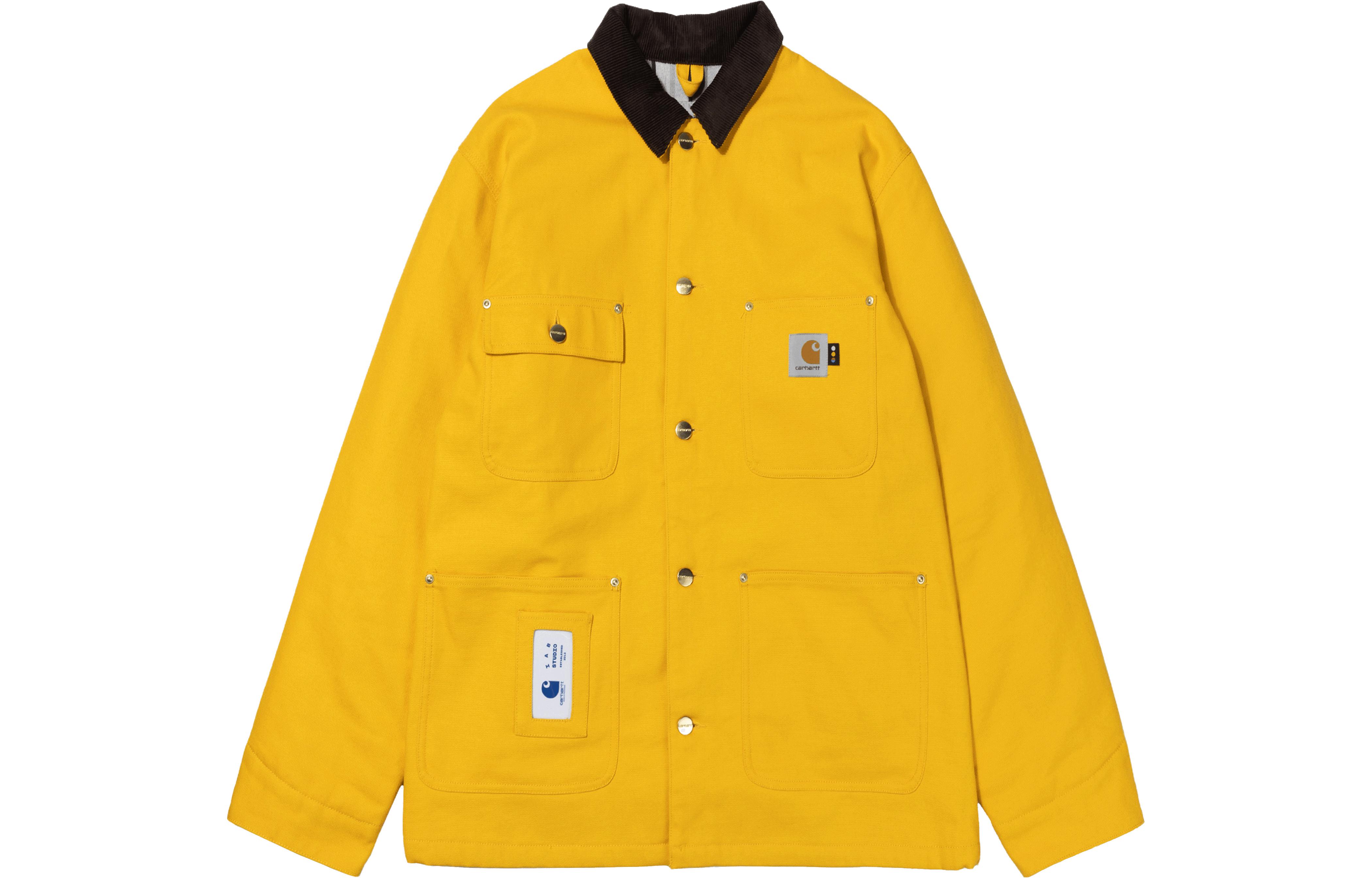 Carhartt WIP x IAB Studios FW23 Yellow Michigan Chore Coat with Logo Embroidery. A232041-30XX