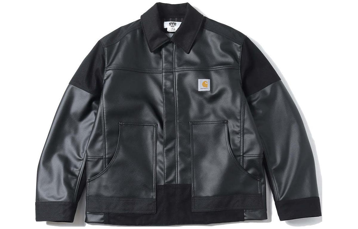 Carhartt WIP Junya Watanabe SS24 Leather Logo Patchwork Jacket Black Unisex. WM-J904-100