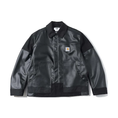 Carhartt WIP Junya Watanabe SS24 Leather Logo Patchwork Jacket Black Unisex. WM-J904-100