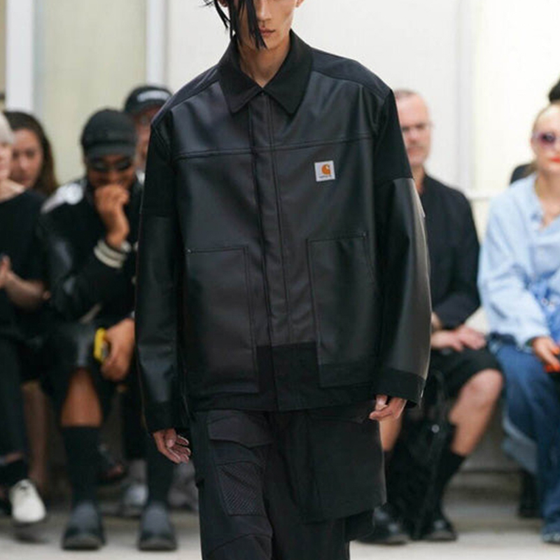Carhartt WIP Junya Watanabe SS24 Leather Logo Patchwork Jacket Black Unisex. WM-J904-100 圖 4