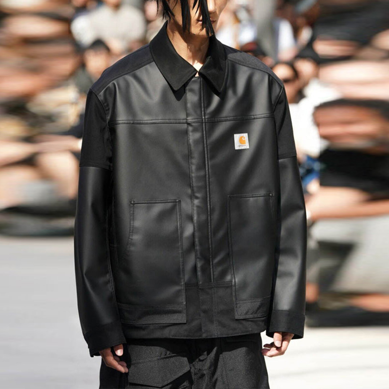 Carhartt WIP Junya Watanabe SS24 Leather Logo Patchwork Jacket Black Unisex. WM-J904-100 圖 5