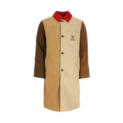 Carhartt WIP MARNI Collab Patch Logo Single-Breasted Colorblock Coat Khaki Unisex TUMU031306UTX00400M37