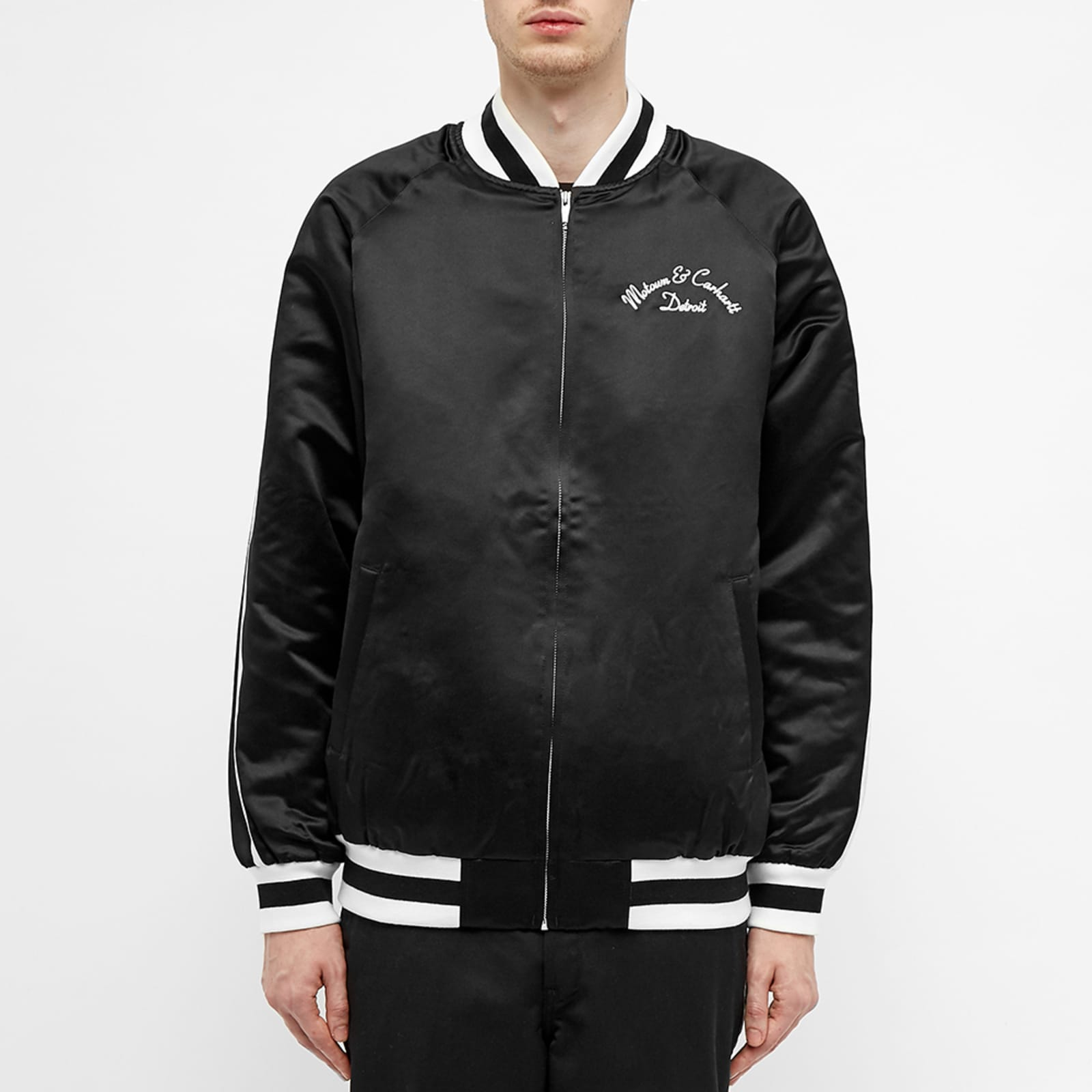 Carhartt WIP MOTOWN FW23 Black Varsity Jacket Unisex Colorblock Letter Design I027168-8900 圖 3