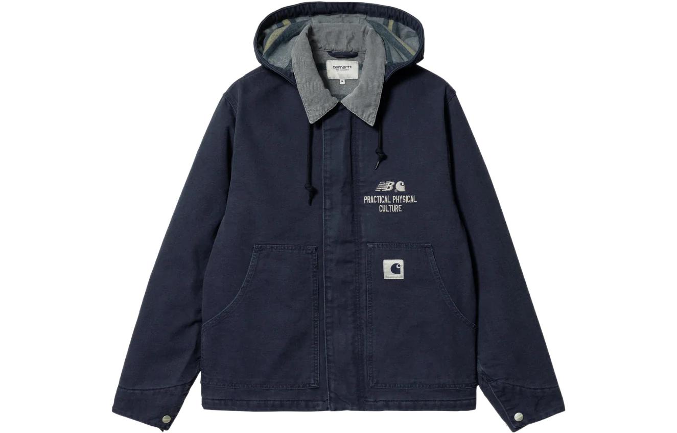 Carhartt WIP New Balance Arcan Navy Blue Printed Zip-Up Hooded Jacket I030718-1C-06