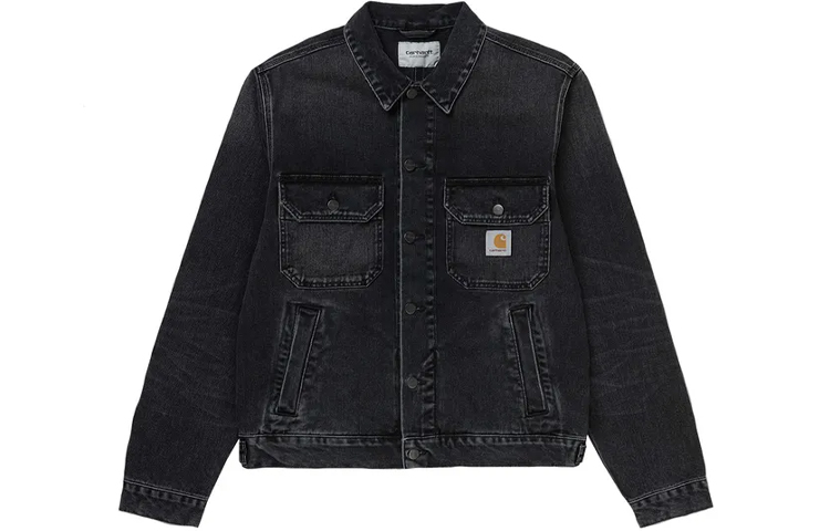 Carhartt WIP Stetson Washed Black Denim Collared Jacket Unisex I027977-89-WM