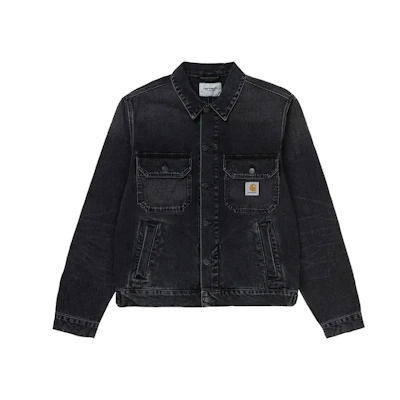 Carhartt WIP Stetson Washed Black Denim Collared Jacket Unisex I027977-89-WM