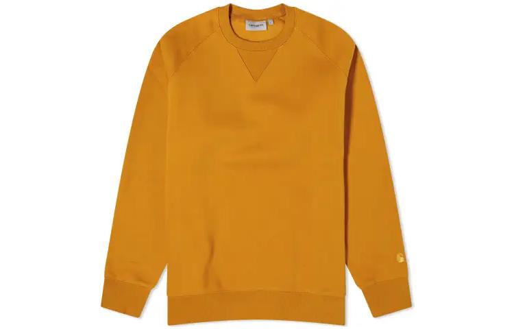Carhartt WIP Yellow Logo Embroidered Crewneck Long Sleeve Sweatshirt Mens I026383F-1QZ-XX