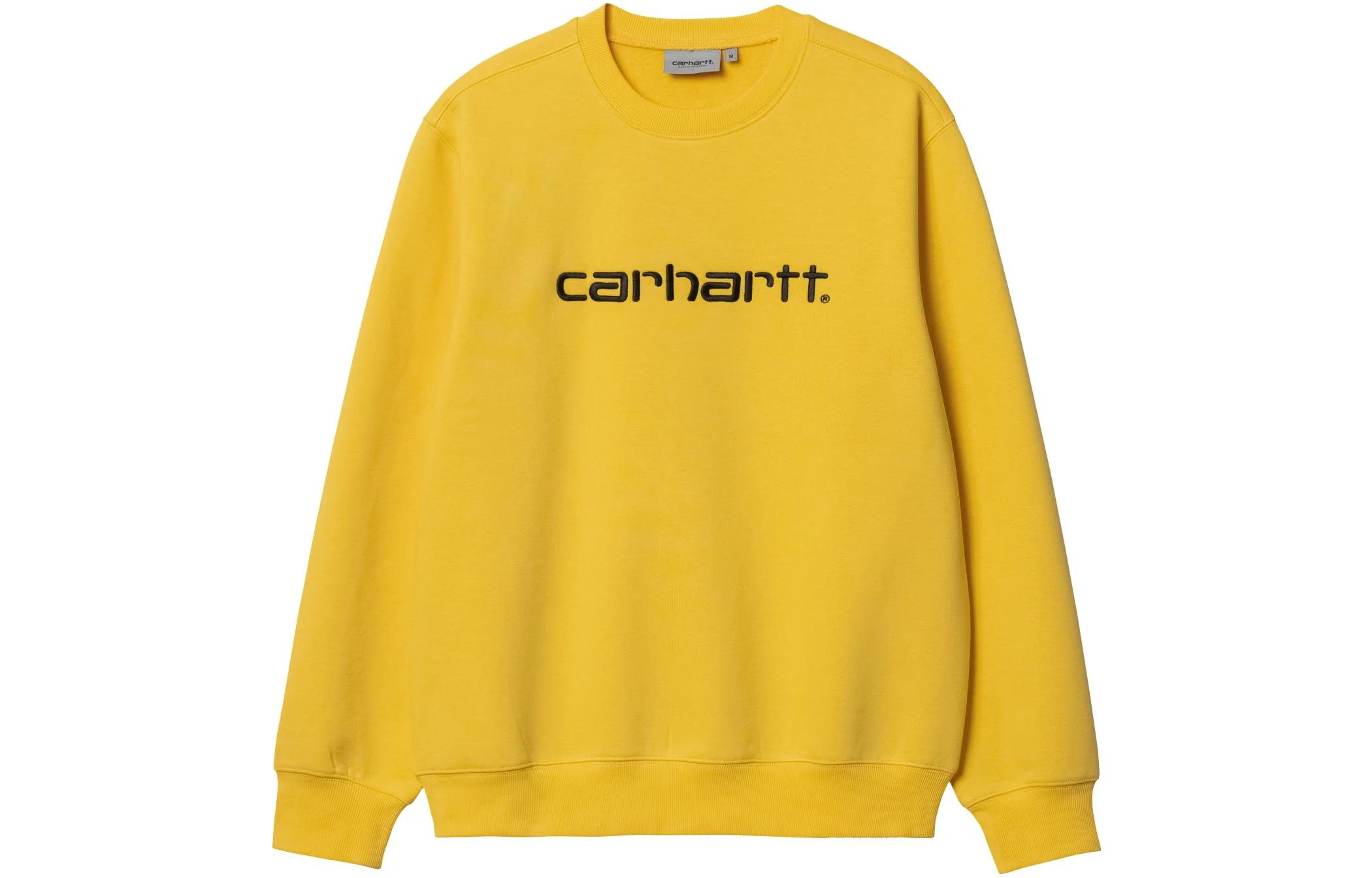 Carhartt WIP Yellow Pullover Sweatshirt with Logo Print I030229-1GZ-XX