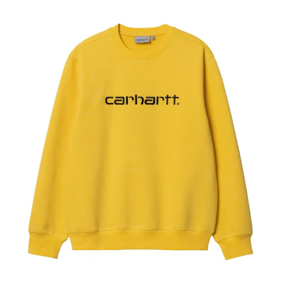Carhartt WIP Yellow Pullover Sweatshirt with Logo Print I030229-1GZ-XX