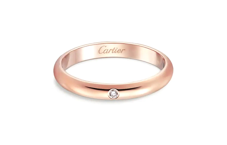 Shop Cartier 1895 Series Rose Gold Diamond Ring Unisex Couples Edition. b4088200