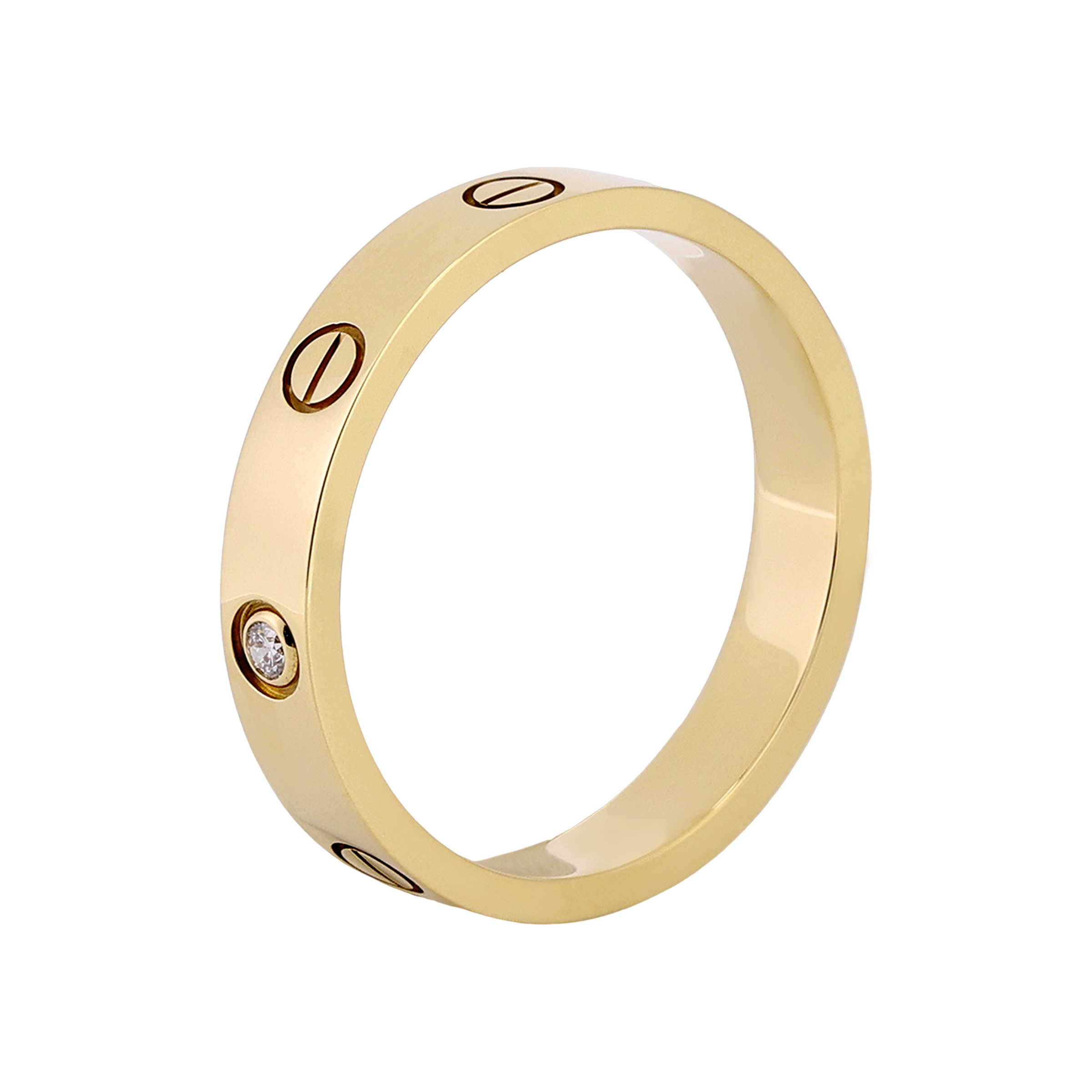 Cartier 18k Gold Narrow Diamond Ring Unisex Couple Style Single Piece. B4056100