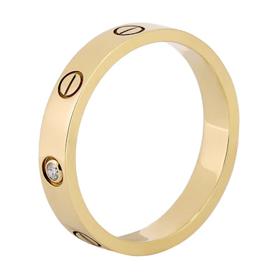 Cartier 18k Gold Narrow Diamond Ring Unisex Couple Style Single Piece. B4056100