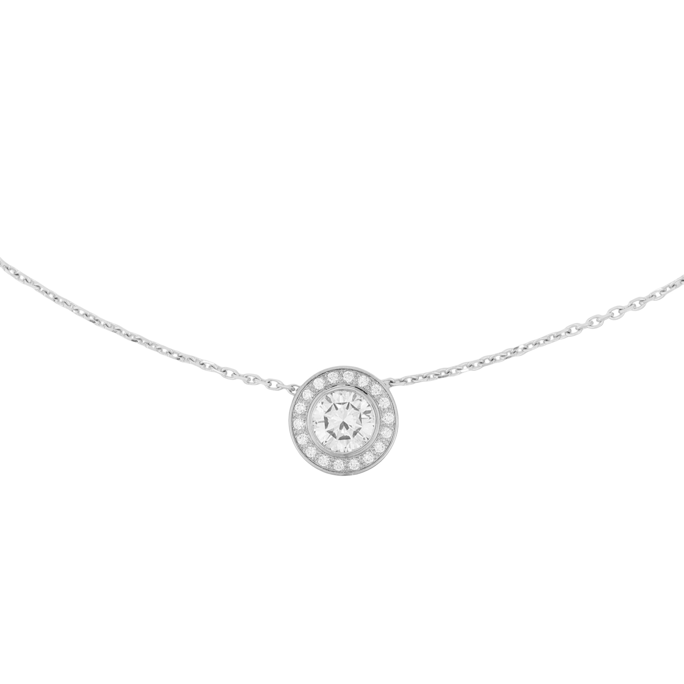 Cartier 18K White Gold Diamond Necklace Unisex Couple's Edition Silver N7407100