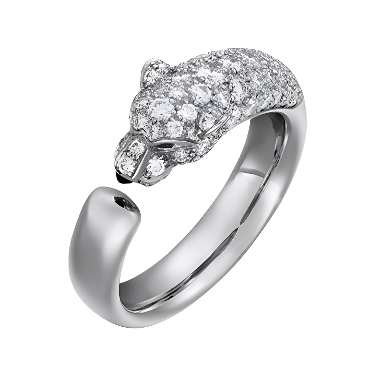 Cartier 18K White Gold Onyx Diamond Ring Unisex Couple Design. N4765900