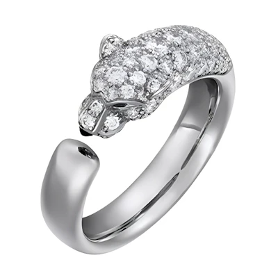 Cartier 18K White Gold Onyx Diamond Ring Unisex Couple Design. N4765900