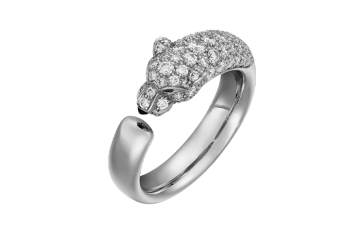 Cartier 18K White Gold Onyx Diamond Ring Unisex Couple Design. N4765900 圖 2