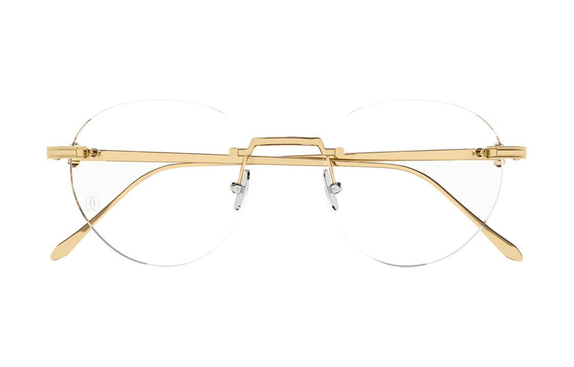 Cartier 2025 Series Titanium Gold Unisex Irregular Optical Glasses Frames CT0342O 002