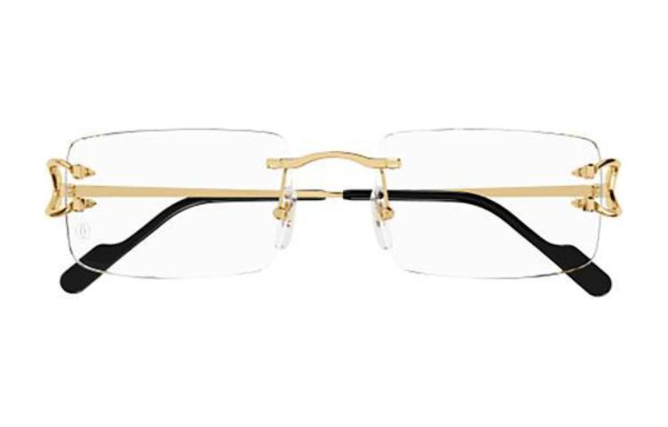 Lookbook 卡地亞金色方形金屬光學眼鏡搭配純色鏡腿 CT0488O001