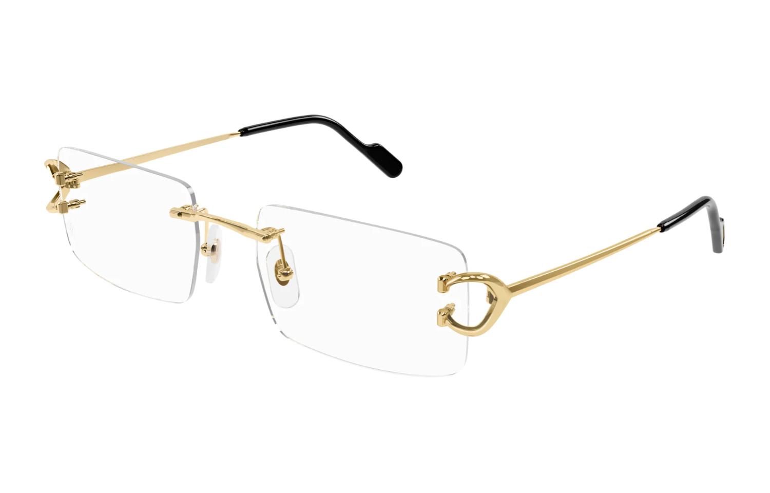 Shop 卡地亞金色方形金屬光學眼鏡搭配純色鏡腿 CT0488O001