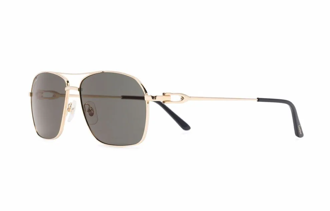 Cartier  Square Gold Metal Sunglasses with Solid Logo Design. CT0306S