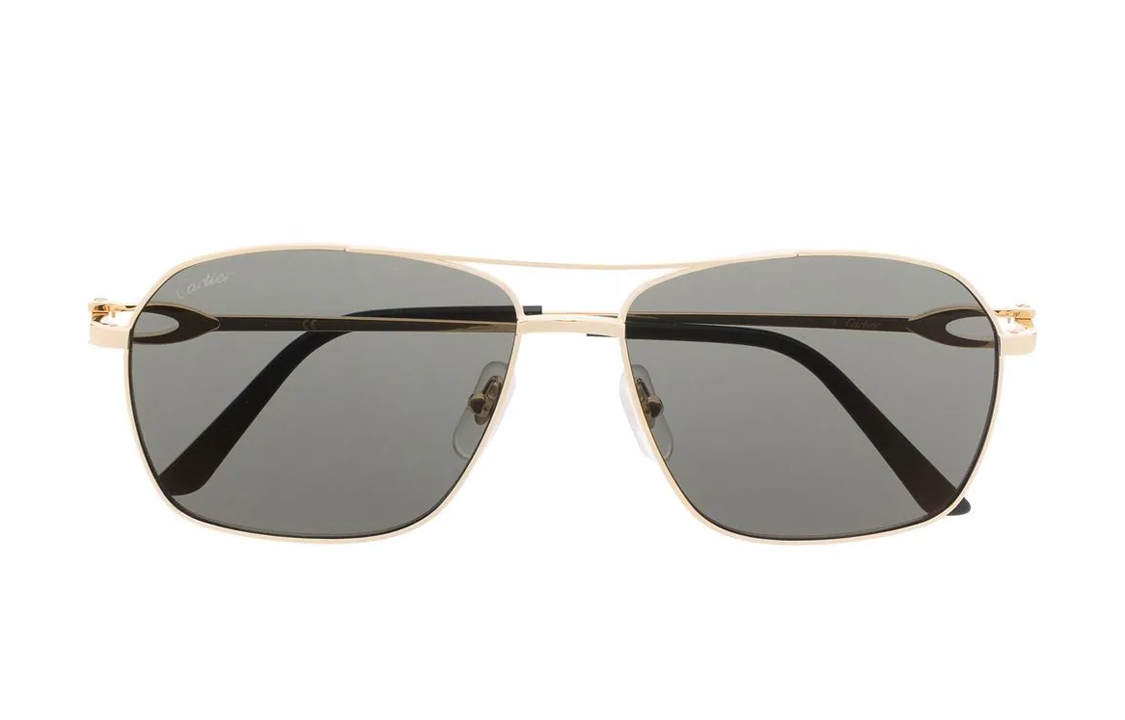 Lookbook 卡地亞方形金色金屬框太陽眼鏡搭配經典Logo設計 CT0306S