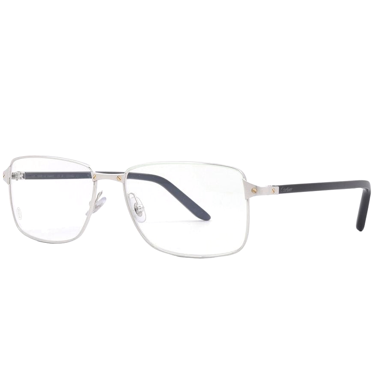 Cartier Black Irregular Metal Optical Glasses for Men with Logo Detail. CT0040O-011