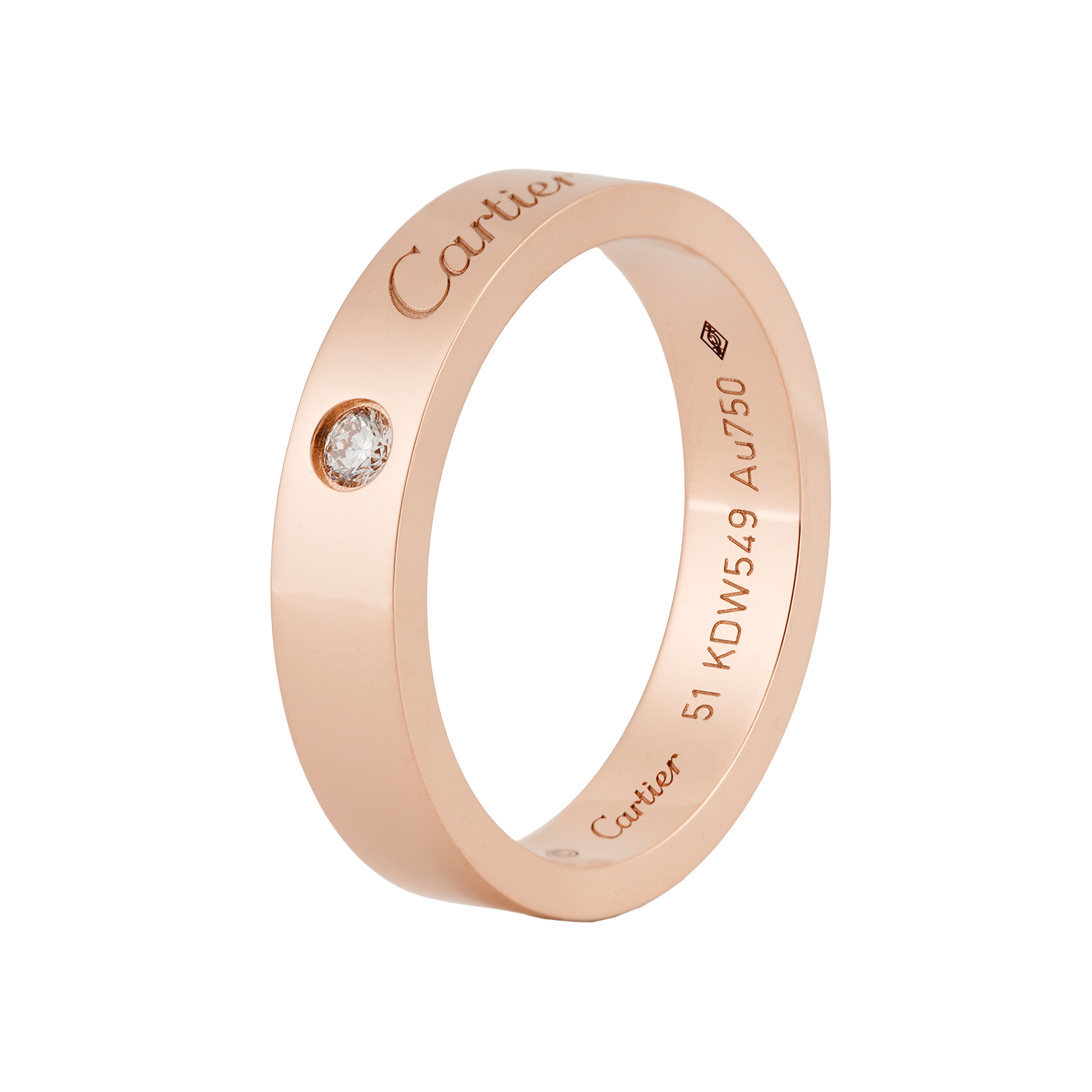 Cartier C de Cartier Diamond Ring 18K Rose Gold Unisex Couple Design. B4210700