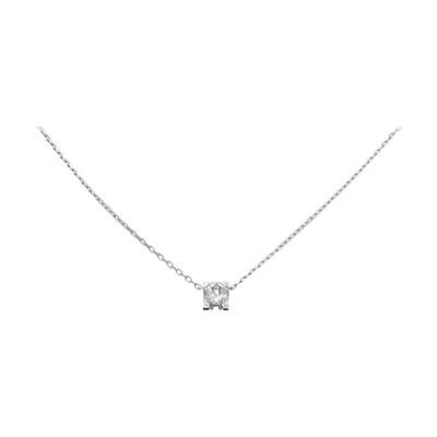 Cartier C de Cartier Minimalist Diamond 18K White Gold Necklace Unisex Couples. N7409700