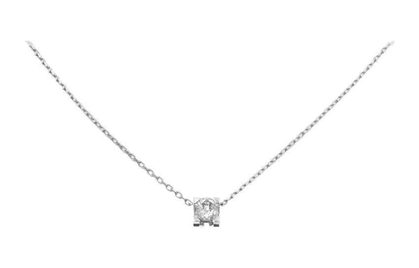 Cartier C de Cartier Minimalist Diamond 18K White Gold Necklace Unisex Couples. N7409700 圖 2